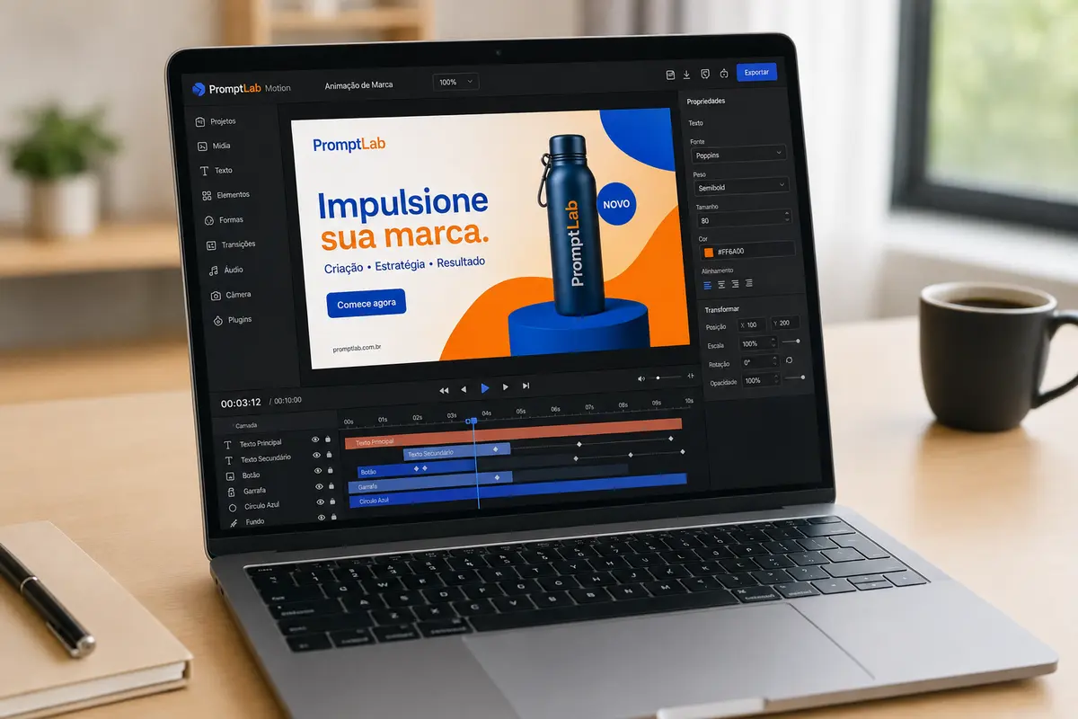Software de animação criando uma propaganda animada da marca
