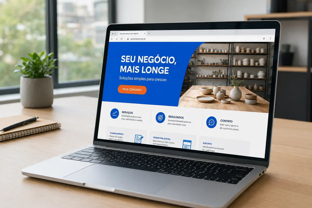 Página de negócio publicada na internet com apoio da IA